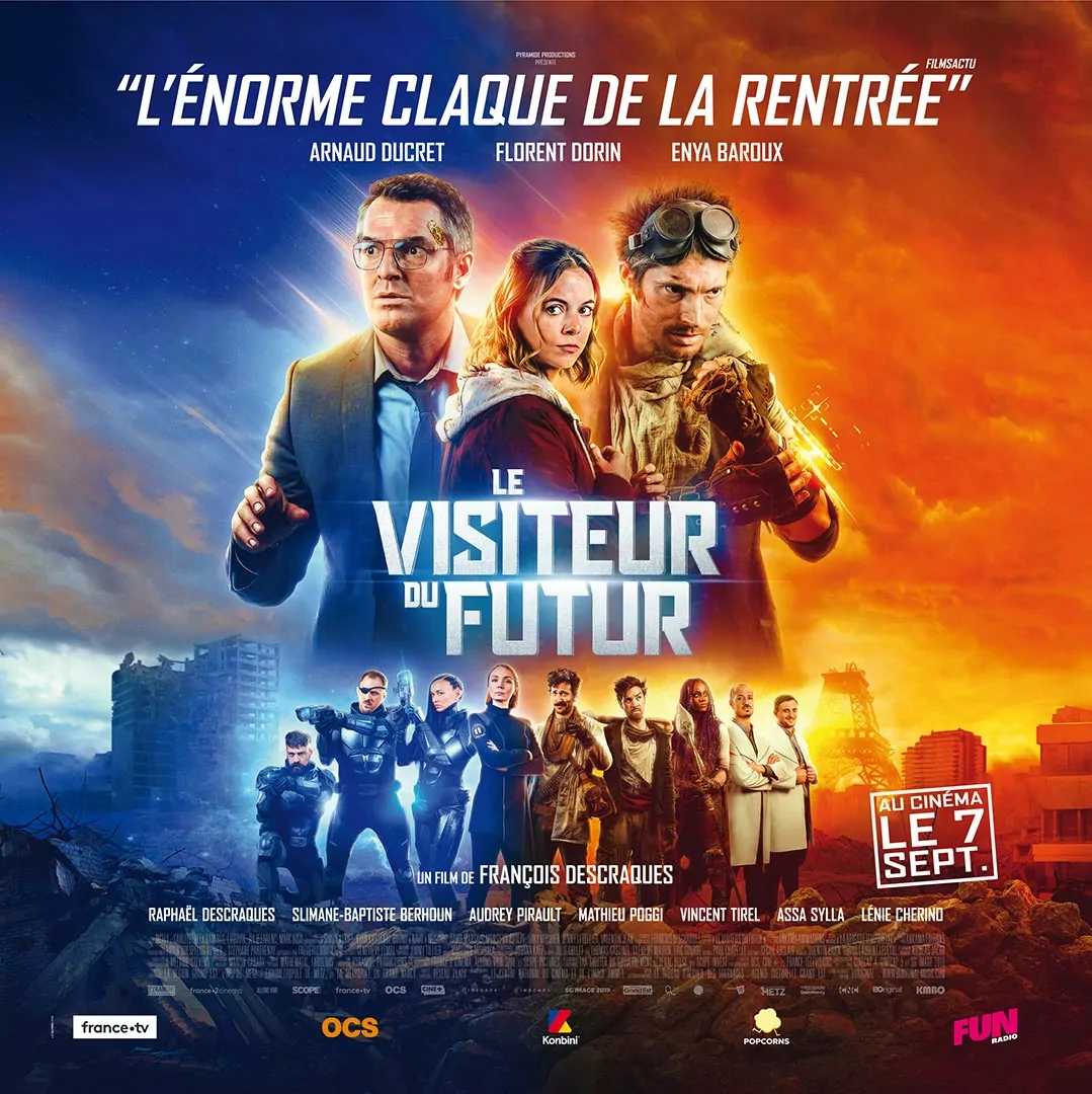 Le visiteur du futur, affiche cinéma, film distribué par KMBO - Création agence Les Aliens, déclinaison préventifs 2x2