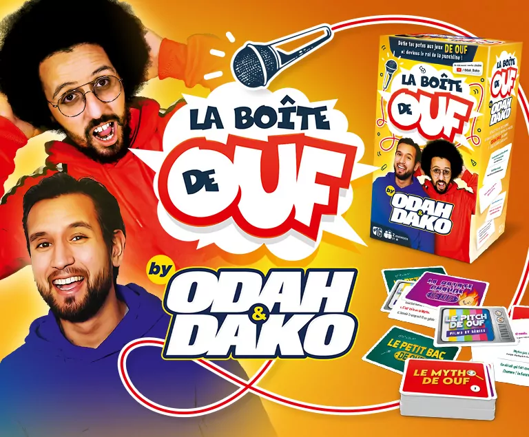 La Boîte de Ouf by Odah & Dako, jeu de société de la marque Dujardin. Création graphique design pack et illustrations Agence Les Aliens - campagne web 768x635