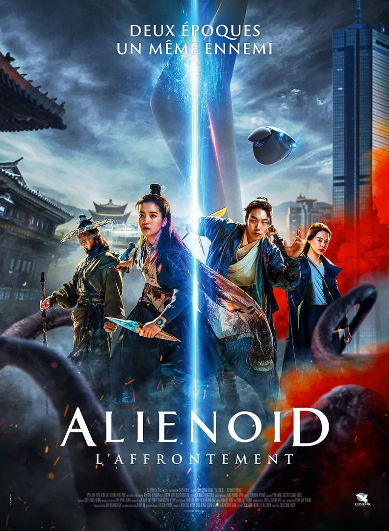 Affiche Officielle française du film Alienoid 2 - l'Affrontement. Film de science-fiction coréen réalisé par Choi Dong-Hoon. Affiche créée par L'agence Les Aliens. L'agence a également décliné tous les visuels print et web de la campagne de communication. Distribution pour la France : Condor en août 2024.