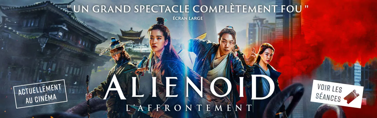 Bandeau web à partir de l'affiche Officielle française du film Alienoid 2 - l'Affrontement. Film de science-fiction coréen réalisé par Choi Dong-Hoon. Affiche créée par L'agence Les Aliens. L'agence a également décliné tous les visuels print et web de la campagne de communication. Distribution pour la France : Condor en août 2024.