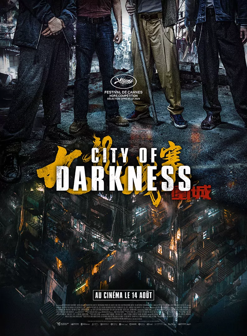 Affiche cinéma teaser française du film City Of Darkness, réalisé par Soi Cheang. Thriller hong kongais distribué en France par Metropolitan Filmexport en août 2024. Adaptation de l'affiche inter par l'Agence Les Aliens.