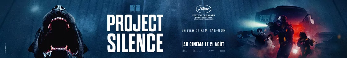 Création de l'affiche cinéma du film Project Silence par l'agence LES ALIENS. Un thriller sud-coréen de KIM Tae Gon. Distribution KMBO en août 2024. Bandeau Linked'in.